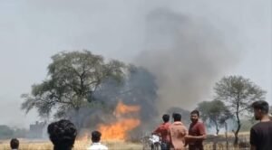 खेतों में लगी भीषण आग